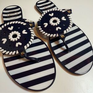 Jack Rogers Striped Georgia Navy and White Jelly Sandals Size 10